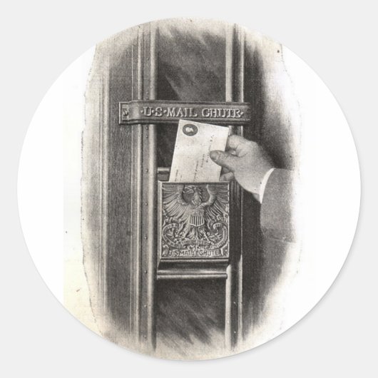 Vintage Postbox Runder Aufkleber (Vorderseite)