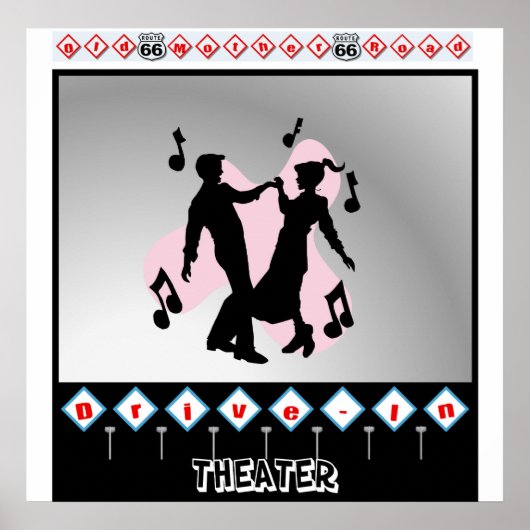 Vintage Poster 50er Drive In Theaterrock und Roll (Vorne)