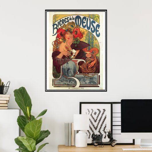 Vintage Poster Alphonse Mucha Beer Ad (Heimbüro)