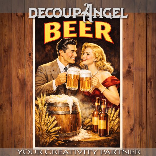 Vintage Poster Bierfeier Dekupage Seidenpapier