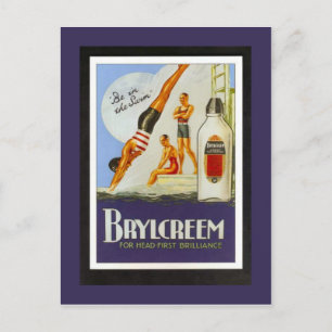 Vintage Poster, Brylcreem, am Pool Postkarte