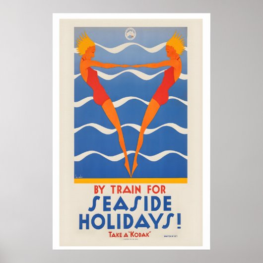 Vintage Poster By Train for Seaside Holidays (Vorne)