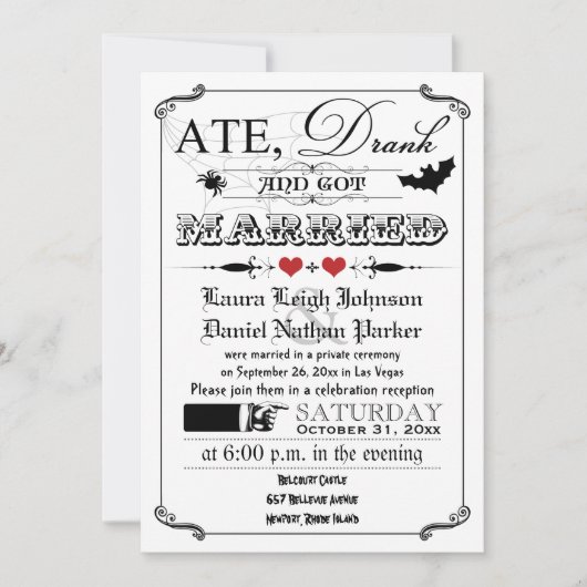 Vintage Poster & Chalkboard Wedding Einladung - Ro (Vorderseite)