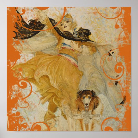 Vintage Poster Collie Hund und Mode Diva (Vorne)