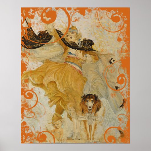 Vintage Poster Collie Hund und Mode Diva (Vorne)