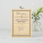 Vintage Poster Cream & Brown Wedding Route Begleitkarte (Stehend Vorderseite)