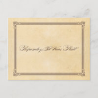 Vintage Poster Cream & Brown Wedding RSVP Postkart