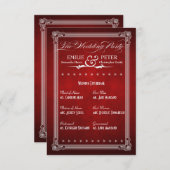 Vintage Poster Deep Red Wedding Party Card Einladung (Vorne/Hinten)