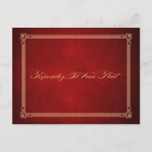 Vintage Poster Deep Red Wedding RSVP Postcard Einladungspostkarte