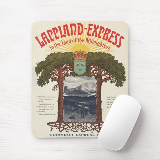 Vintage Poster des Lappland-Express-Zuges Mousepad (Mit Mouse)