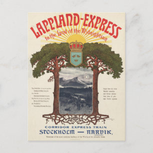 Vintage Poster des Lappland-Express-Zuges Postkarte