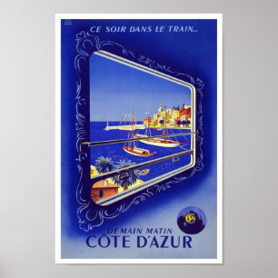 Vintage Poster Druck Côte d'Azur Zug Frankreich