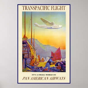 Vintage Poster Druck Transpazifikflug Airways