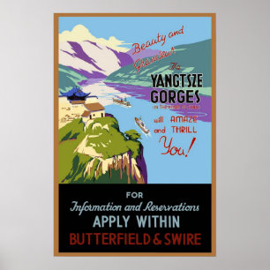 Vintage Poster Druck Yangtsze Schluchten Fluss