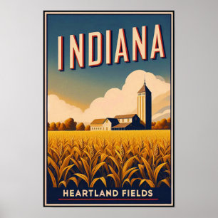 Vintage-Poster einer Indiana-Farm-Landschaft Poster