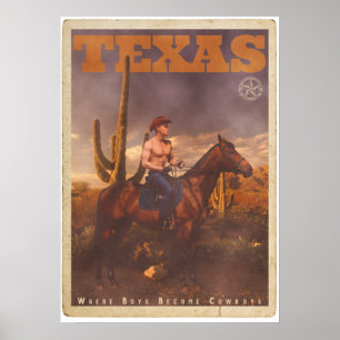 Vintage-Poster eines texanischen Cowboys Poster