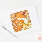 Vintage Poster Französisches Magazin Jugendstil Fr Quadratischer Aufkleber (Umschlag)