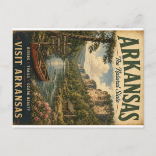Vintage-Poster für Arkansas-Reisen mit Buffalo Nat Feiertagspostkarte