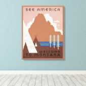 Vintage Poster für Reisen nach Montana. 2 Leinwanddruck (Insitu (Holzboden))