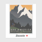 Vintage Poster für Reisen nach Montana. Aufkleber (Blatt)