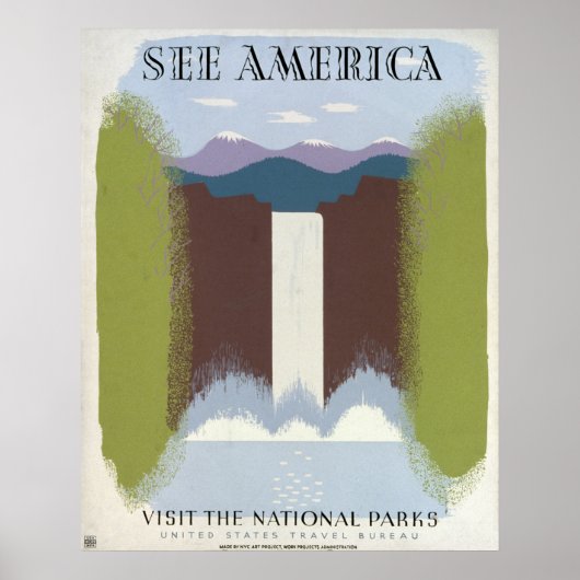 Vintage Poster für Reisen zu Nationalparks. (Vorne)