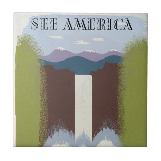 Vintage Poster für Reisen zu Nationalparks. Fliese (Vorderseite)