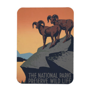 Vintage Poster für Reisen zu Nationalparks Magnet