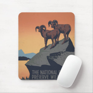 Vintage Poster für Reisen zu Nationalparks Mousepad
