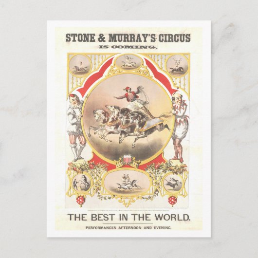 Vintage Poster für Stone & Murray Circus Postkarte (Vorderseite)