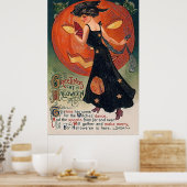 Vintage Poster Halloween Hexe & Pumpkin (Küche)