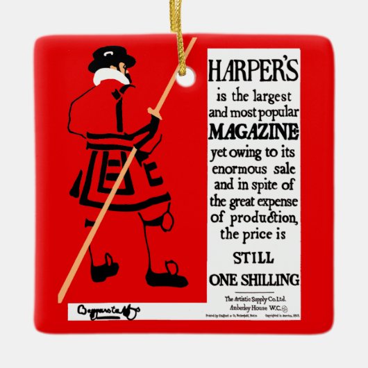 Vintage Poster Harper's Magazine Beefeater Keramikornament (Vorderseite)