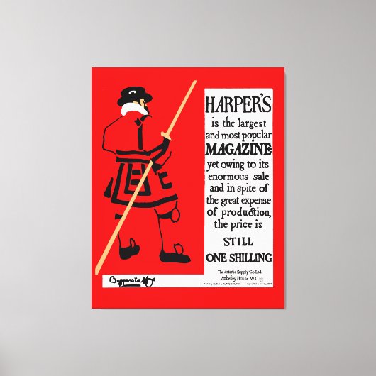 Vintage Poster Harper's Magazine Beefeater Leinwanddruck (Vorderseite)