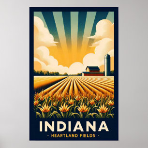 Vintage-Poster Indiana-Farmlandschaft Poster