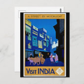 Vintage Poster, Indien besuchen, Postkarte (Vorne/Hinten)