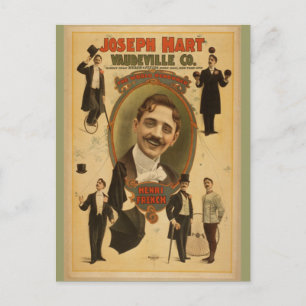 Vintage Poster - Joseph Hart Vaudeville Co - 1899 Postkarte