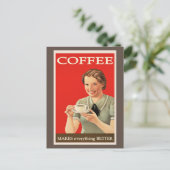 Vintage Poster - Kaffee macht alles besser Postkarte (Stehend Vorderseite)