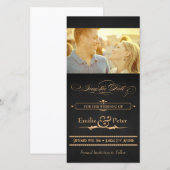 Vintage Poster Kohle & Gold Save the Date (Vorne/Hinten)