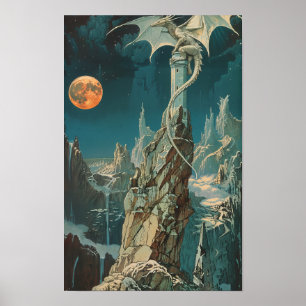 Vintage-Poster Kunst im Stil eines dunklen Fantasy Poster