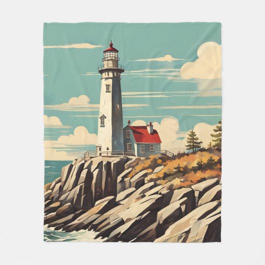Vintage Poster Leuchtturm Fleecedecke (Vorderseite)
