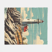 Vintage Poster Leuchtturm Fleecedecke (Vorderseite (Horizontal))