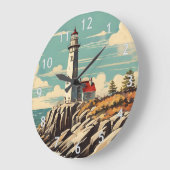 Vintage Poster Lighthouse Große Wanduhr (Winkel)