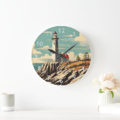 Vintage Poster Lighthouse Große Wanduhr (Zuhause)