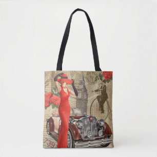 Vintage Poster London riss Zeitungshintergrund. Tasche