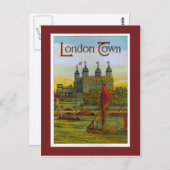 Vintage Poster, London Town, Themse Postkarte (Vorne/Hinten)