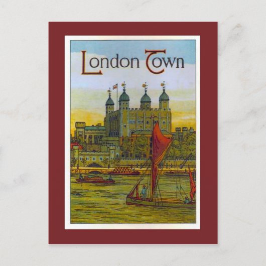 Vintage Poster, London Town, Themse Postkarte (Vorderseite)