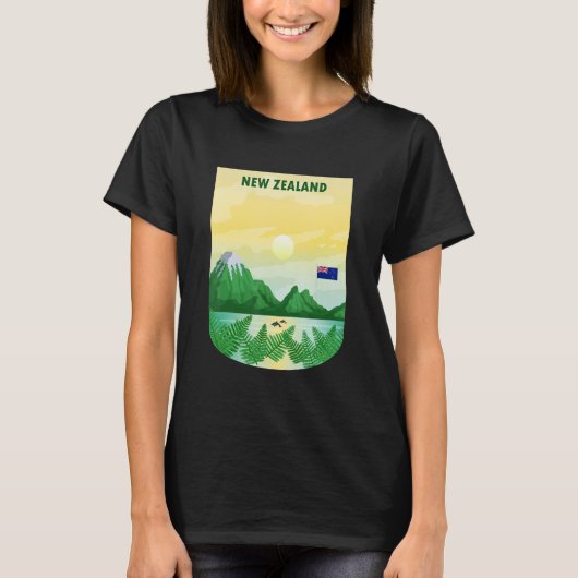 Vintage Poster Neuseeland Landschaft Landschaft Be T-Shirt (Vorderseite)