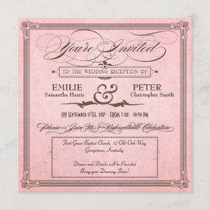 Vintage Poster Nur rosa und braun Empfang Einladung