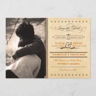 Vintage Poster Orange & Brown Foto Save the Date