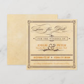 Vintage Poster Orange & Brown Save the Date (Vorne/Hinten)