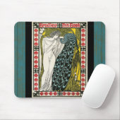 Vintage Poster:Pfau:Frau Mousepad (Mit Mouse)